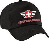 Super verpleegster pet zwart voor dames - zorgpersoneel baseball cap - waardering / steun petten