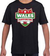 Welsh / Wales schild supporter  t-shirt zwart voor kinderen S (122-128)