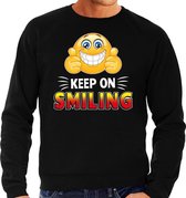 Funny emoticon sweater Keep on smiling zwart heren 2XL (56)