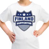 Finland schild supporter  t-shirt wit voor kinderen L (146-152)