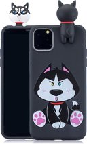 Softcase met 3D husky en cartoon voor Iphone11 Pro Max  6.5 inch-Zwart