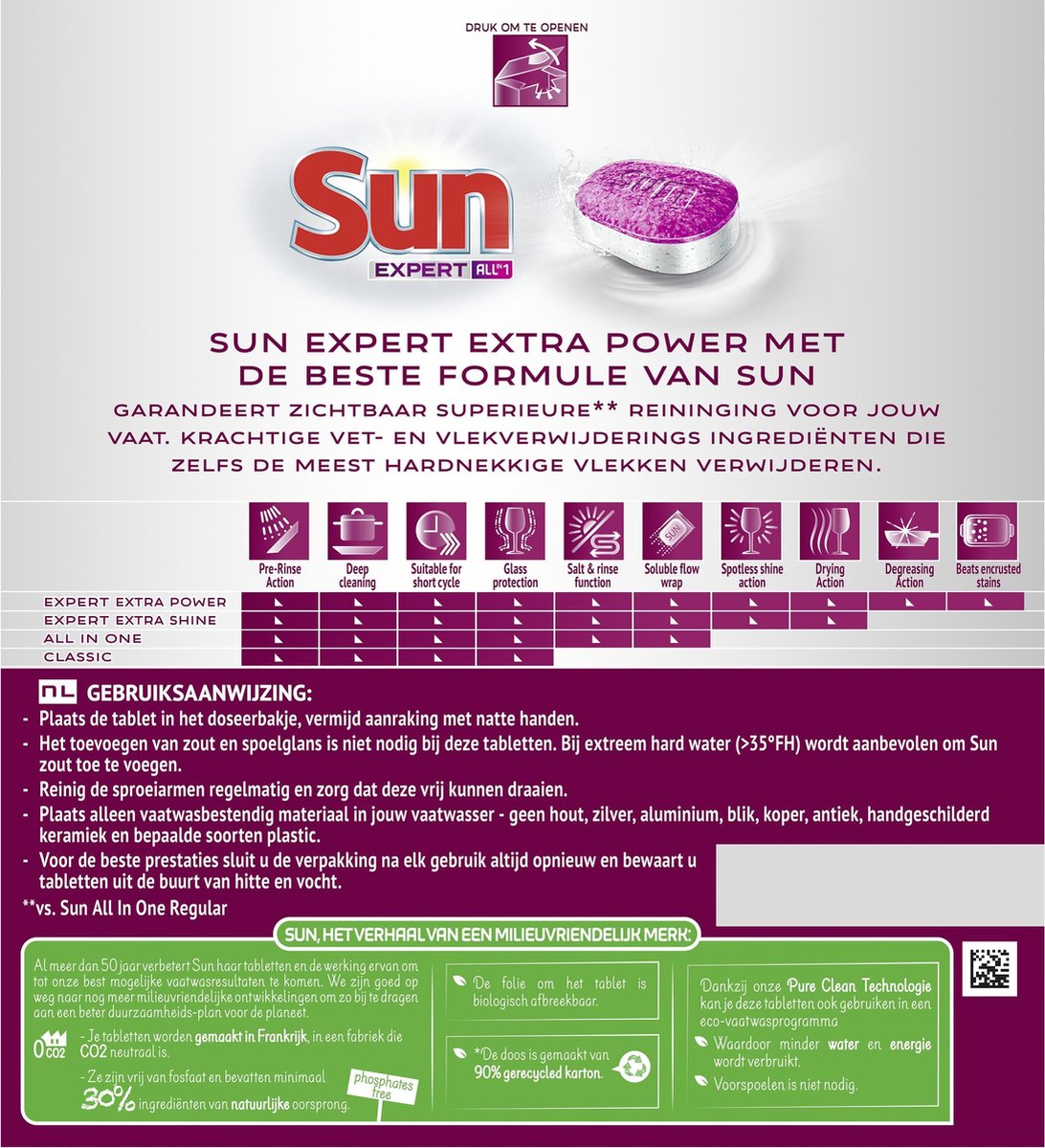 Sun Expert All-in-1 Vaatwastabletten Extra Power Normaal - 58 tabletten |  bol.com