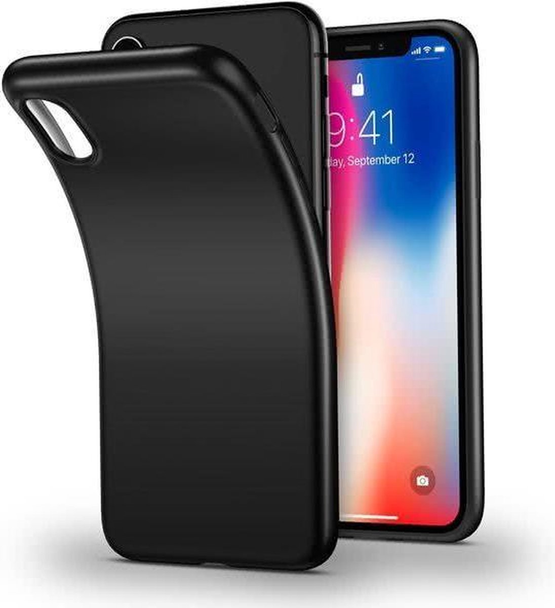 Zwart TPU Back Cover Siliconen Hoesje iPhone X / Xs (10)