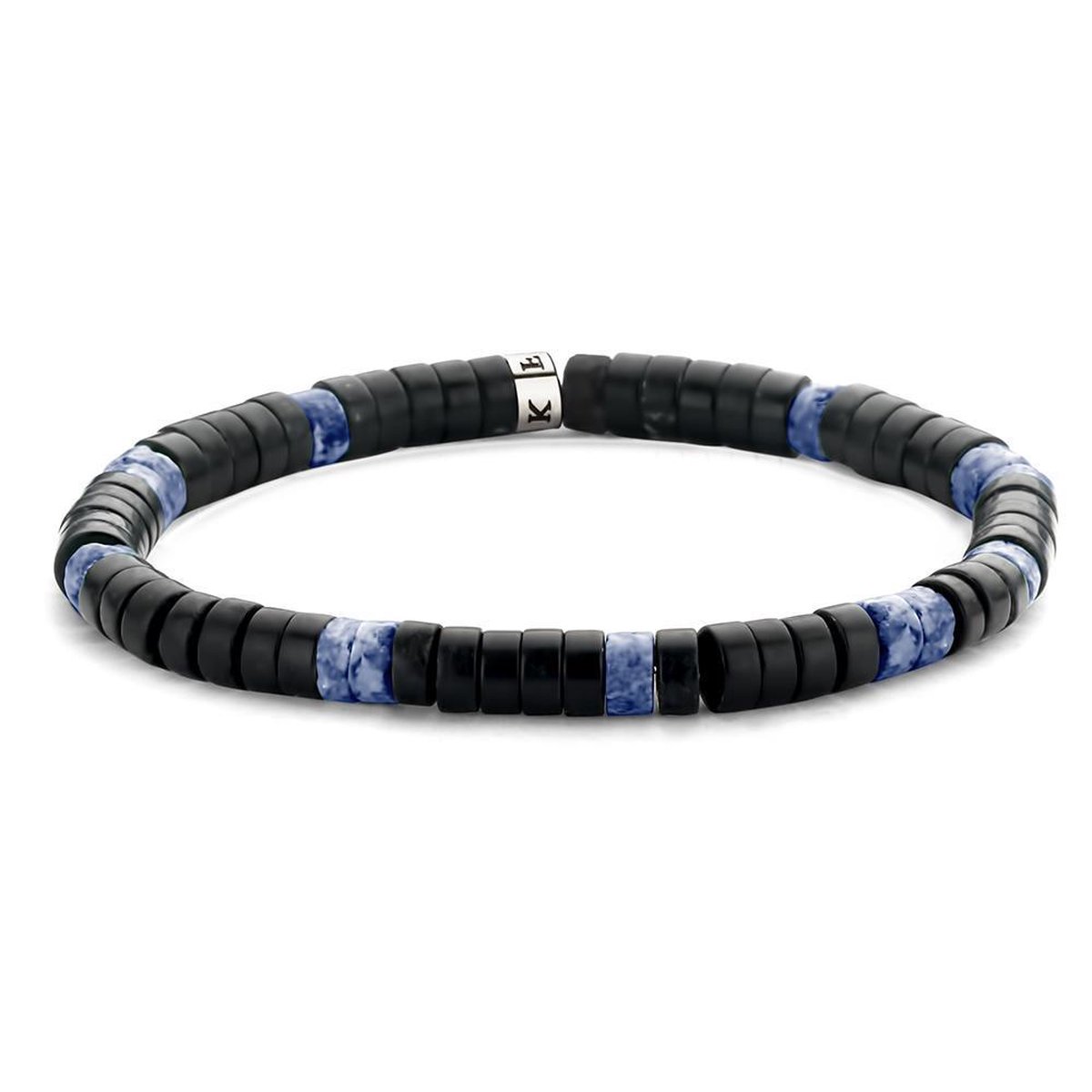 Frank 1967 7FB-0428 natuurstenen armband - stretch - zwart / donker blauw
