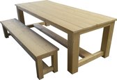 Kloostertafel + kloosterbank - 8/10 Persoons - Tuintafel - Nieuw steigerhout - Vurenhout - Geschaafd - 280x97 cm