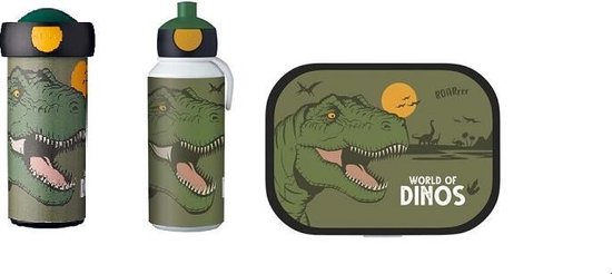 DINO Lunchset Broodtrommel, Pop-up beker en schoolbeker