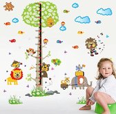 Muursticker Boom, Dieren en meetlat 140 x 192 cm