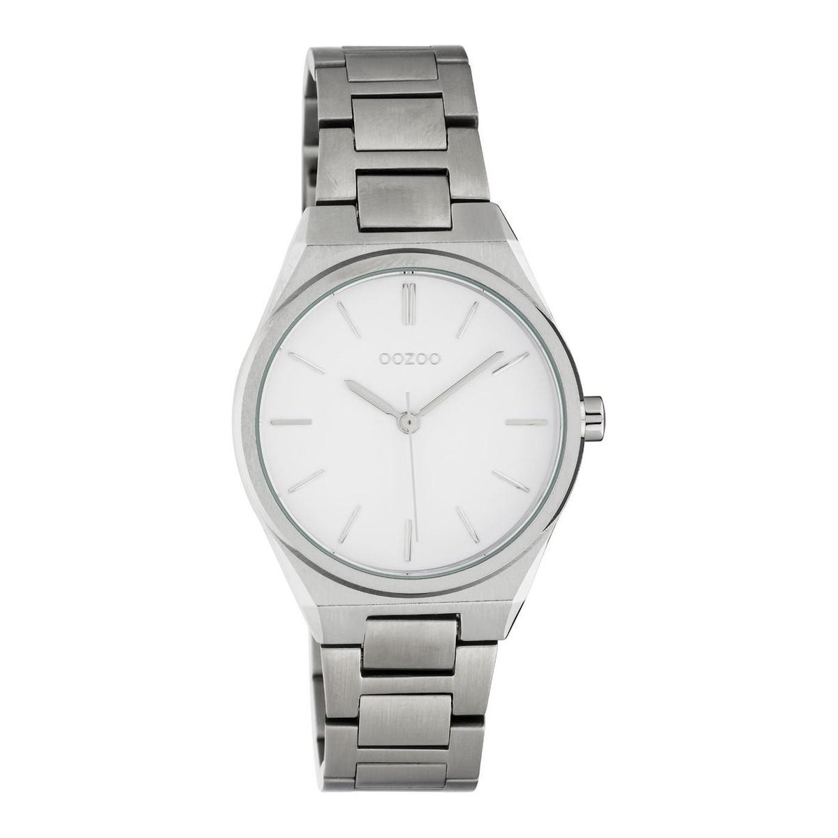 OOZOO Timepieces - Zilveren horloge met zilveren roestvrijstalen armband - C10525 - Ø34