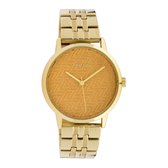 OOZOO Timepieces - Goudkleurige horloge met goudkleurige roestvrijstalen armband - C10557