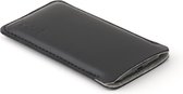 Jaccet - Galaxy Note 10 Plus - Handgemaakt Full-grain lederen insteekhoes - zwart leer - grijs wolvilt voering