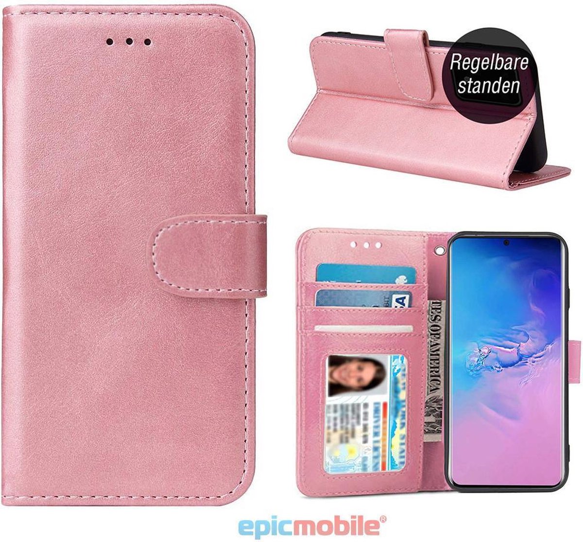 Samsung Galaxy A71 Hoesje - Book Case - Luxe Portemonnee Hoes - Rose goud - Epicmobile