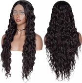 Synthetische front lace wig - Zwart - Lang en golvend