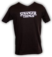 Zwart T-Shirt Stranger Things Wit V-hals