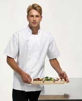Studded front s/s chef's jacket, Kleur Wit, Maat S