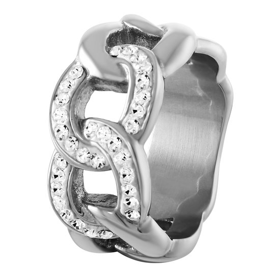 Lucardi Dames Ring crystal - Ring - Cadeau - Moederdag - Staal - Zilverkleurig
