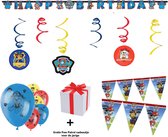 Paw Patrol feestdecoratie set met vlaggenlijnen slingers & ballonnen - Multi