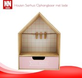 N&N Home Houten Sierhuis Ophangbaar met Lade - Roze