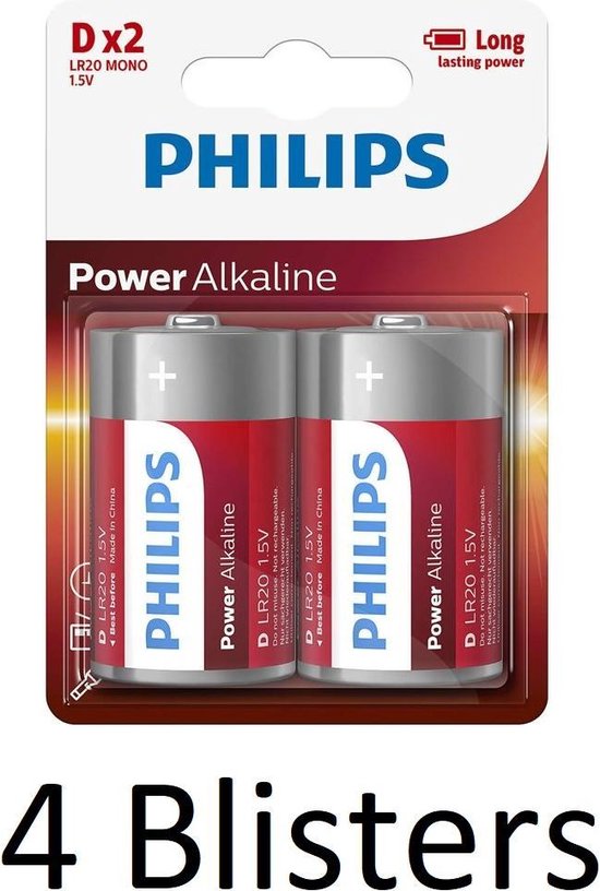 formaat Weg Nog steeds 8 Stuks (4 Blisters a 2 st) Philips Power Alkaline D Batterijen | bol.com