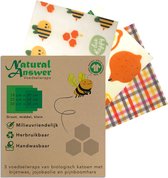 Bijenwas doeken (beeswax wraps) | Bee happy | set van 3 maten | biologisch katoen - zero waste | herbruikbaar boterhamzakje