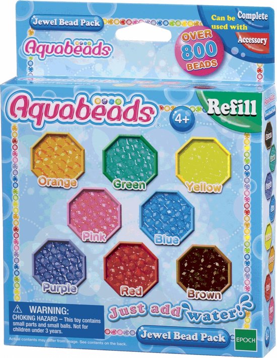 Aquabeads navulling juweelparelpakket- 800 parels- 8 kleuren - Aquabeads
