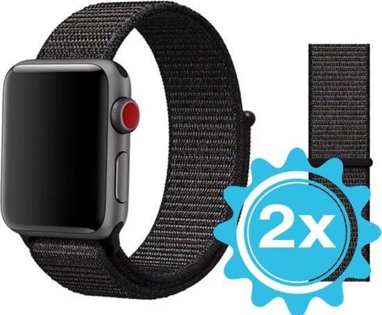 Saliseal bandje geschikt voor Apple Watch 42/44mm 2 stuks zwart|Nylon |  bol.com