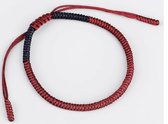 Premium handgeknoopte Tibetaanse armband - Set van 2 - Bordeaux rood, Donkerblauw + Luxe Pouch