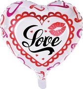 Helium Ballon Hart Love Kiss 45cm leeg