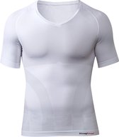 Knapman Cotton Comfort Compression V-hals Shirt 2.0 | Houding Corrigerend shirt van Katoen | Wit | Maat XXL