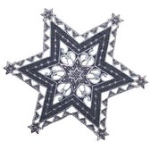 Kerstkleed - Grijs met sterren in rand - ster 25 cm