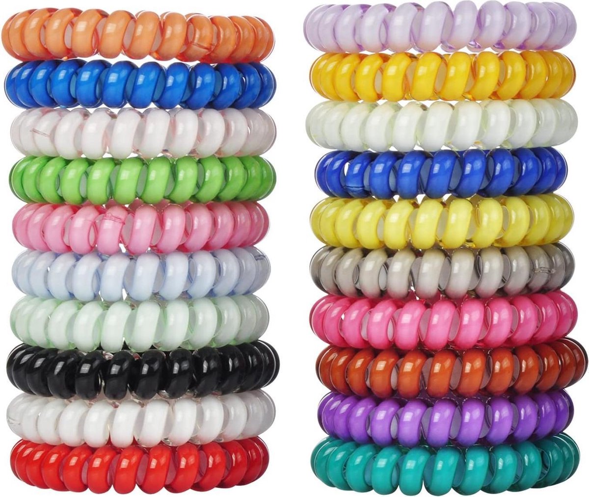 Kleurenmix Haarelastiekjes - 10 stuks - Telefoondraad - Spiraal - Haar elastiekjes of armband - Trendy Kleuren - Gekleurde Haar Elastiekjes Voor Meisjes