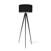 Staande lamp - Vloerlamp - Stof & metaal - Zwart - Fitting 1 x E27 - Lampenkap (HxØ) 23,5 x 50 cm - Afmeting (H) 153 cm