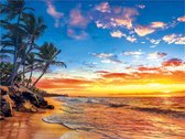 EnjoyeuS Diamond Painting Palm Beach Sunset - Palm boom op het strand zonsondergang ( "Sunset Serie" ) Diamond Painting Schilderen - Diamond Painting Volwassenen