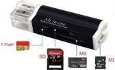 Super Outlet® Cardreader - 4 in 1 USB 2.0 Geheugenkaartlezer - Multifunctionele kaartlezer Incl. Opbergbakje