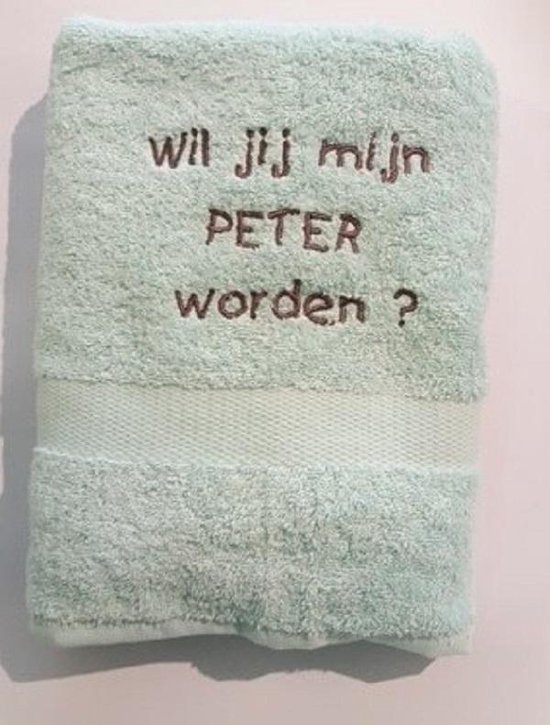 Zielig Vervreemding ochtendgloren Handdoek met tekst " Wil jij mijn PETER worden? ' | bol.com