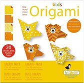 Kids Origami: HOND 15x15cm, met zelfklevers, 20 bladen met 4 verschillende  tekeningen en zelfklevers, 6+