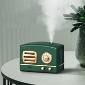 200ml ultrasone luchtbevochtiger | Retro Radio look | USB | geurverspreider | etherische olie | Aroma therapie | LED-kleurlicht | Donker groen