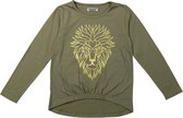 T-Shirt meisjes army green met gouden leeuw maat 128