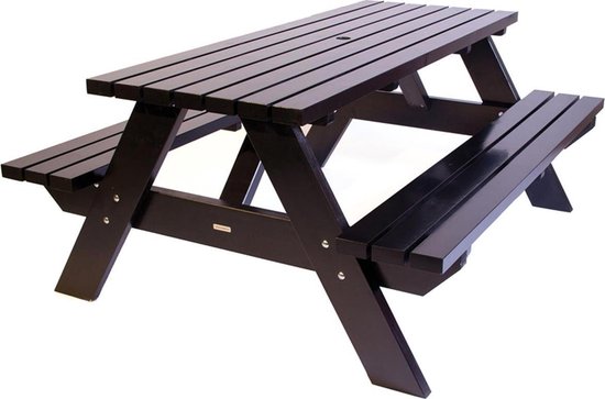 MaximaVida luxe houten picknicktafel Curaçao 180 cm zwart - extra brede  dwarsbalken en... | bol.com