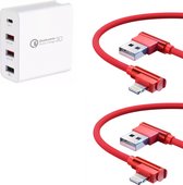 DrPhone ICON2 - 48W Snellader - 4 Poorten Lader + 2x Lightning Kabels Geschikt iPhone 13 / 12 / 11 / X / XS / XR / 8 / 7 / SE / iPad