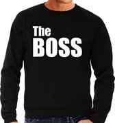 The boss sweater / trui zwart met witte letters voor heren S