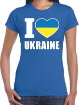 I love Ukraine t-shirt Oekraine blauw voor dames L