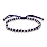 Twice As Nice Armband in edelstaal en blauw koord blauw 21 cm