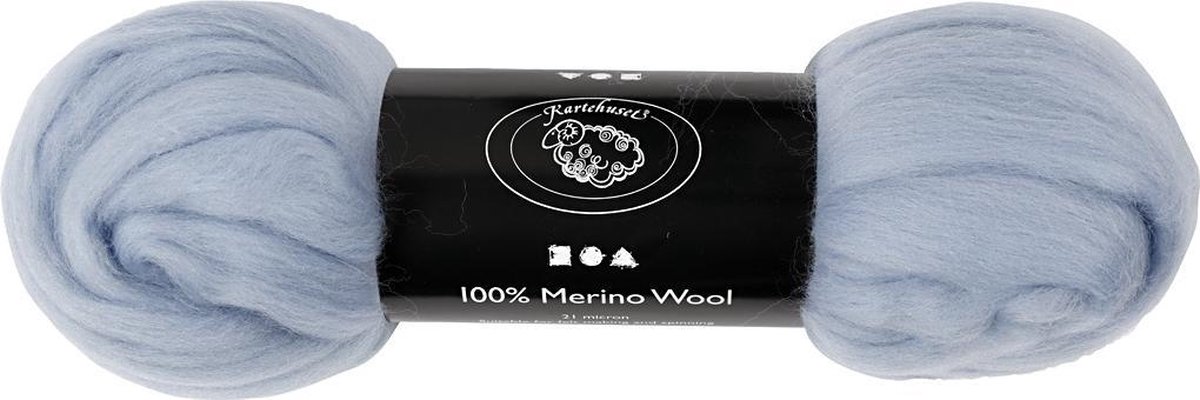 Merino wol, 21 micron, ijsblauw, 100 gr - Creativ company