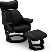 Toms relaxstoel fauteuil incl. voetenbank en verstelbare rugleuning, draaivoet, zwart PU kunstleer.