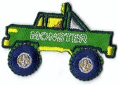 APPLICATIE MONSTERTRUCK GROEN OPSTRIJKBAAT 6 X 4 CM. 5 STUKS.