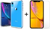 iPhone XR hoesje transparant siliconen case cover - 1x iPhone XR Screenprotector glas