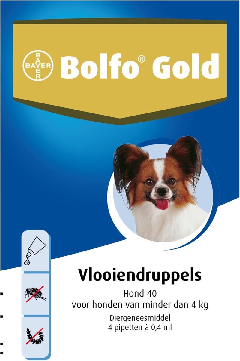 Bolfo Gold 40 Anti Vlooienmiddel Hond - 0 Tot 4 kg - 4 Pipetten
