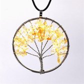 Topaas boom hanger aan zwart leren koord - Tree Of Life Ketting - Boom van het leven Ketting