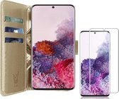 Samsung S20 Hoesje en Samsung S20 Screenprotector - Samsung Galaxy S20 Hoesje Book Case Leer Wallet + Screenprotector - Goud