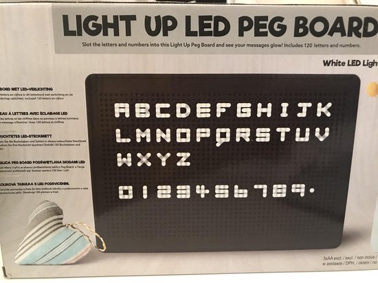 Light Up LED PEG Board Letterbord met LED Verlichting inclusief 120 Letters en Cijfers